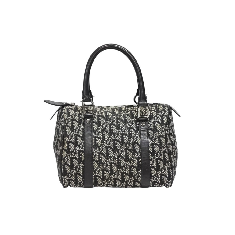 Dior Bag Canvas Handbag Boston Christian Black Trotter - Picture 2 of 10